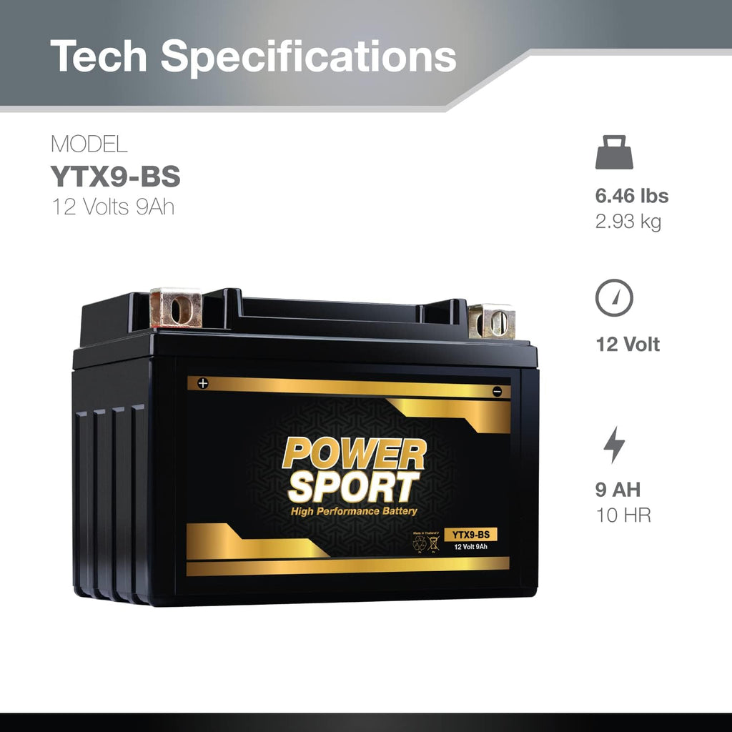 ExpertPower YTX9-BS 12V 9Ah ATV Battery ETX9-BS Replacement AGM, 180 CCA