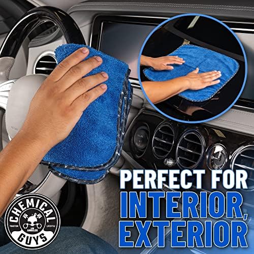 Chemical Guys, Professional Microfiber Towels, 16 x 16 in, Blue, 3 Pack
