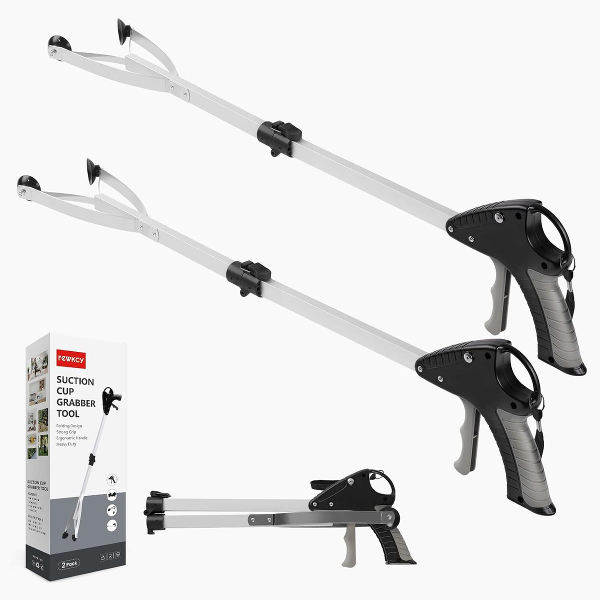 2Pack 32" Suction Cup Grabber Reacher Tool with Quick Trigger Handle
