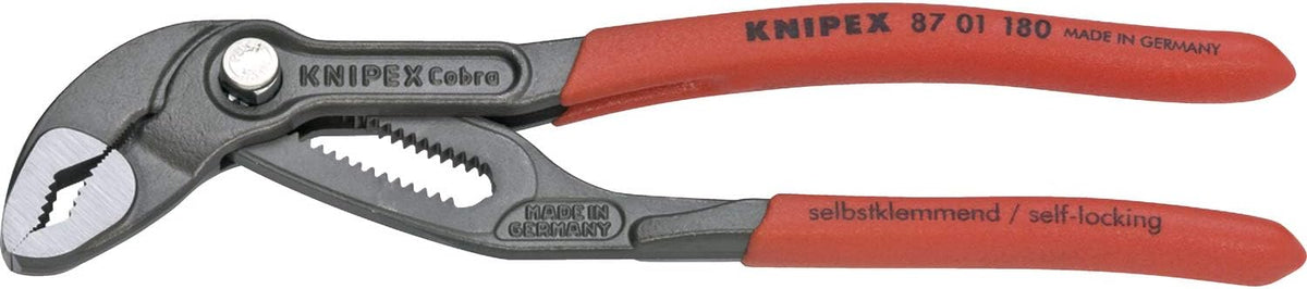 KNIPEX 87 01 180, 7-1/4 in. Cobra® Water Pump Pliers, Capacity 1-1/2 in
