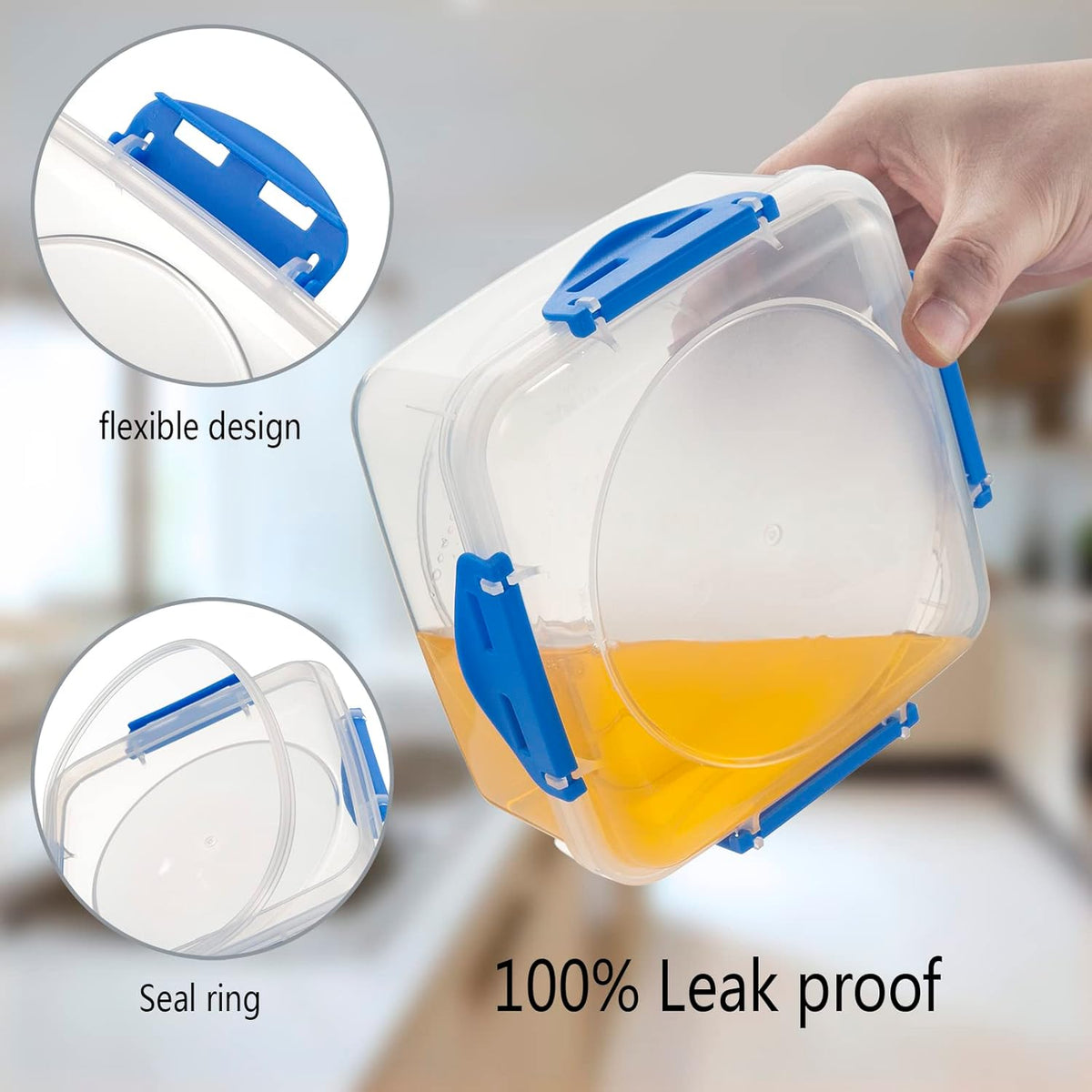 4 PCS Sandwich Containers 100% Airtight BPA-Free Microwave Dishwasher Safe
