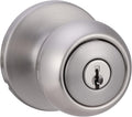 Amazon Basics Exterior Door Knob With Lock, Coastal, Easy to Install, Matte Black