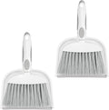 NACENA Small Dust Pan and Brush Set, Mini Broom and Dustpan Set, White&Gray