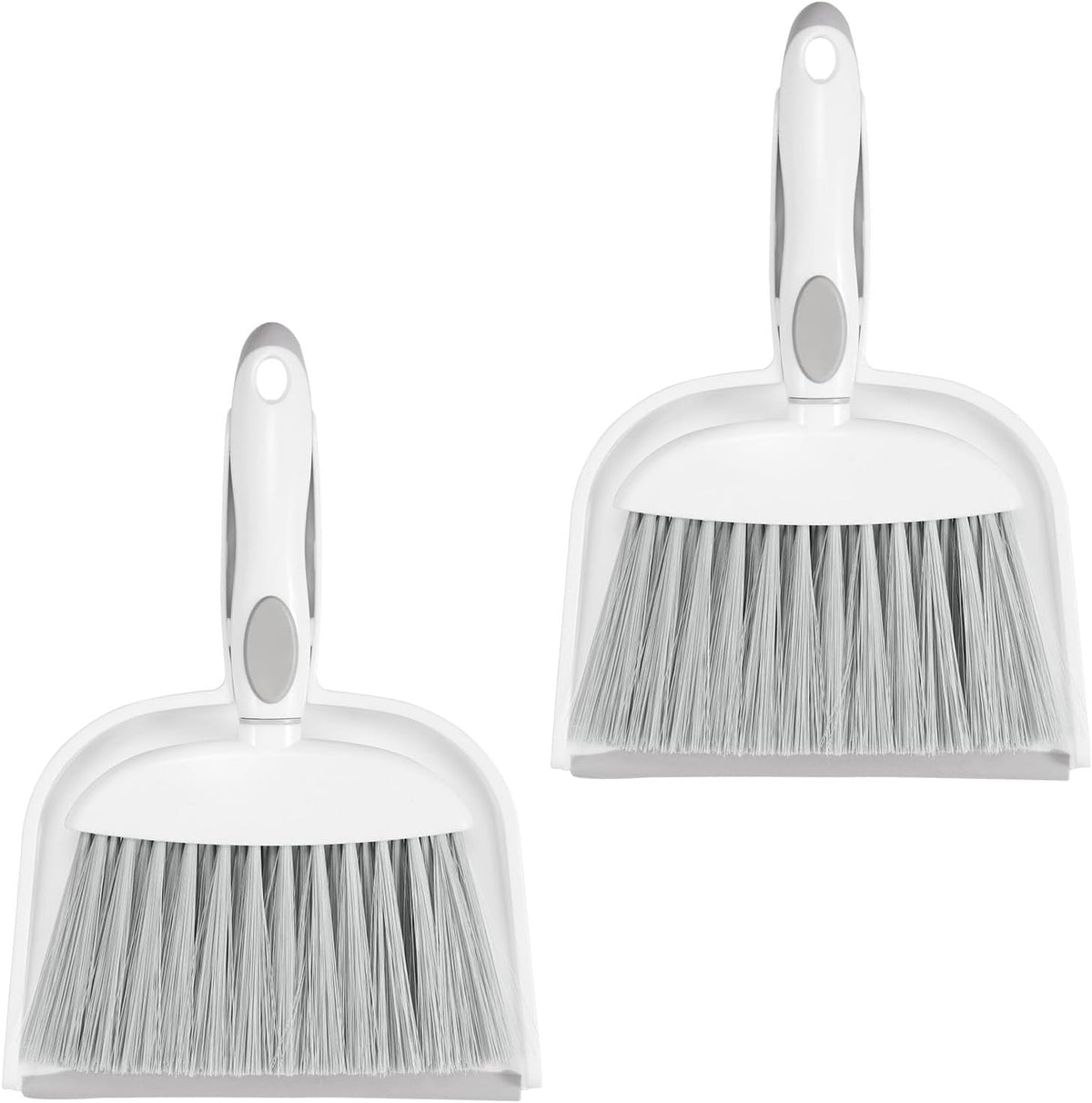 NACENA Small Dust Pan and Brush Set, Mini Broom and Dustpan Set, White&Gray
