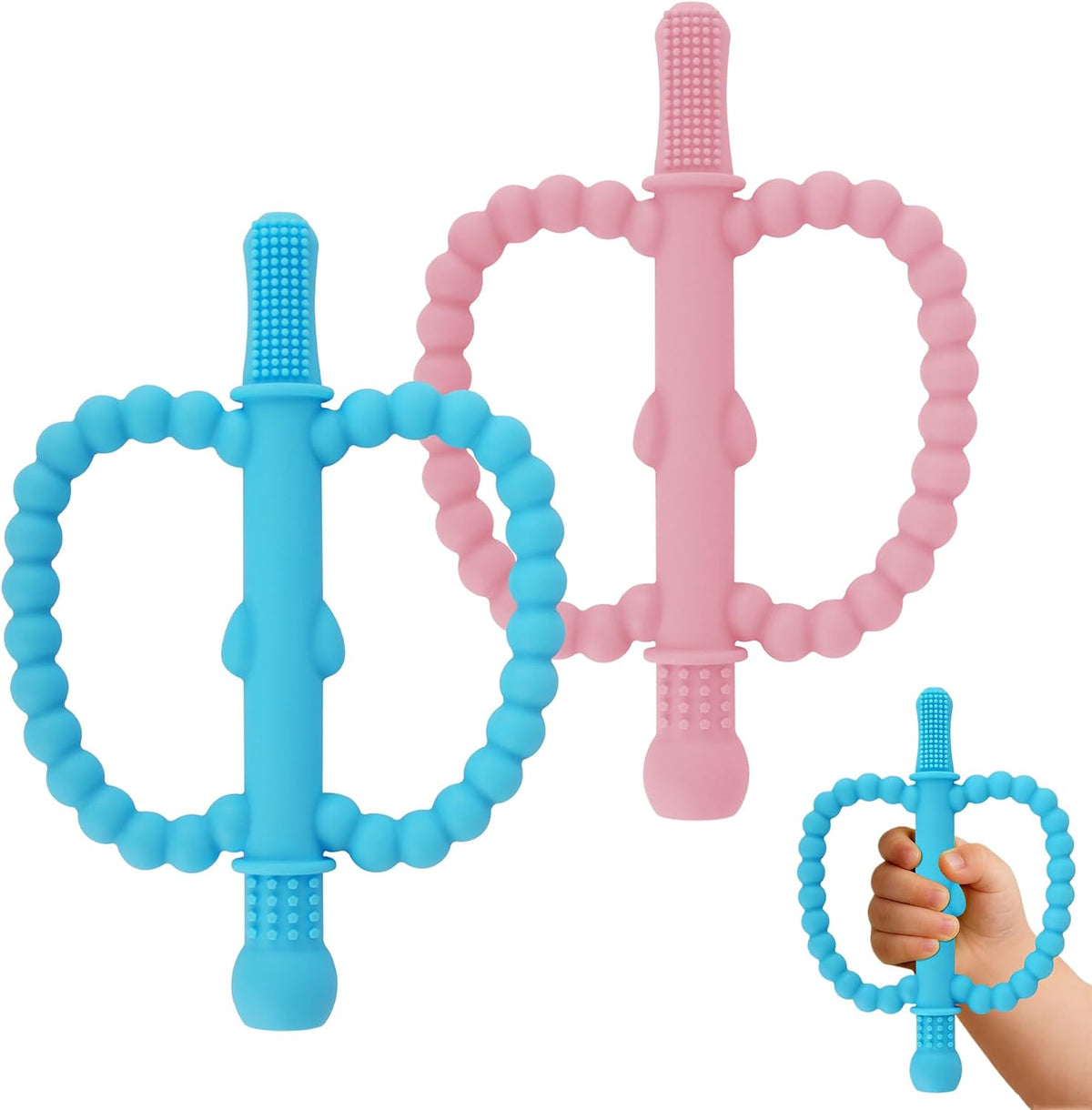 Fu Store Hollow Teether Tube Apple Shape Baby Teething Toy for Babies 0-36M