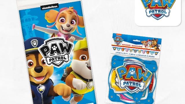 Paw Patrol Tablecloth and Paw Patrol Birthday Banner - Party Decorations
