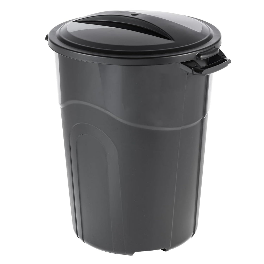 32 Gallon Heavy Duty Plastic Garbage Can, Included Click Lock Lid, Large Trash Can Sturdy Handles, Garage Trash Can, Indoor and Outdoor, Black