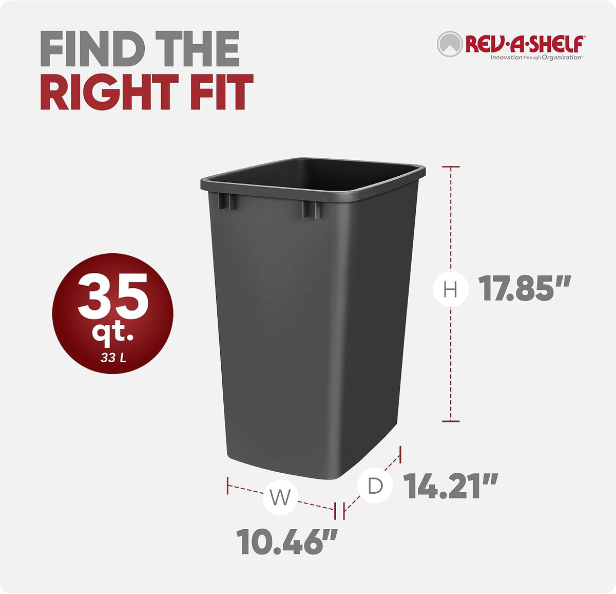 Rev-A-Shelf Double Pullout Garbage Trash Cans for Kitchen Cabinets, 35 Qt