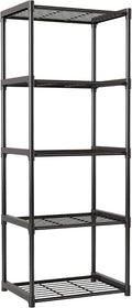 3-Tier Storage Shelves with Plastic Connectors – Metal Shelf Organizer for Pantry, Closet & Bathroom, Space-Saving Sturdy Shelving Unit Rack, Black, 17.3" x 12.8" x 28.9"
