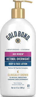Gold Bond Age Renew Retinol Overnight Body & Face Lotion, Retinol Face and Body Lotion with Peptide Complex, 7 oz