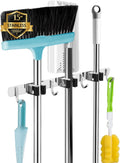 AceMining Broom Holder Wall Mount, 5 Racks 4 Hooks Heavy Duty Mop Organizer