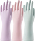 COOLJOB 3 Pairs Colorful Household Rubber Gloves with Non-Slip Grip, Small