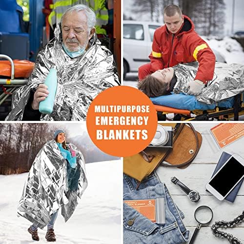 QIO CHUANG Emergency Mylar Thermal Blankets 4 Packs Survival Kit 84''x55''
