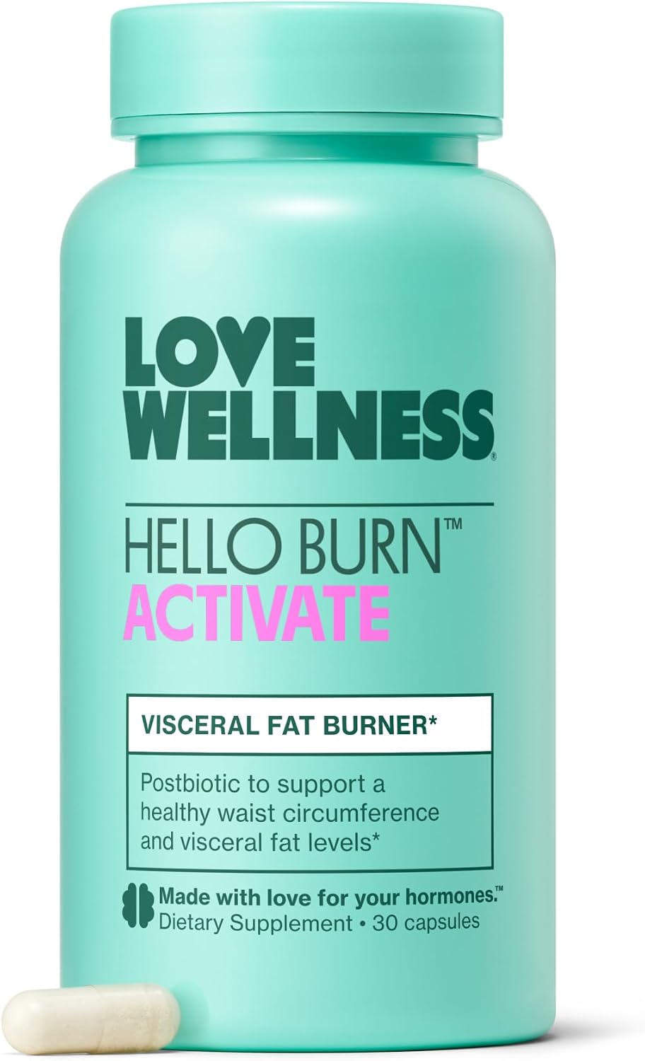Love Wellness Hello Burn Activate | Postbiotic with BPL1® HT | 30 Count