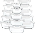 M MCIRCO 30 Piece Extra Large Glass Food Storage Containers with Lids,Gray