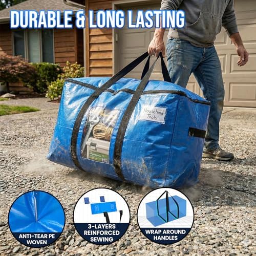 TAILI 4 Pack Blue Extra Large Moving Bags,Storage Bags with Visible Window