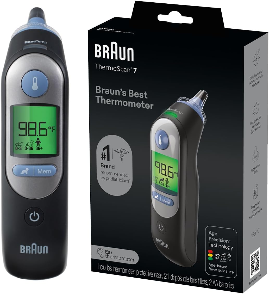Braun ThermoScan 7 Digital Ear Thermometer for Adults, Babies & Infants
