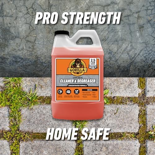GORILLA Concrete Cleaner and Degreaser, Heavy Duty Concentrated, 64 Fl Oz