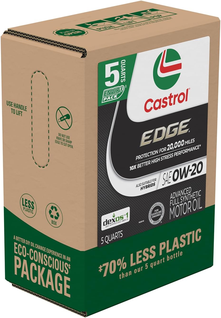 Castrol EDGE 0W-20 Advanced Full Synthetic Motor Oil, 5 Quarts