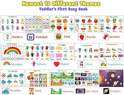 Huijing Montessori Preschool Learning Activities Busy Book - Workbook Activity Binder / Toys for Toddlers, Autism Learning Materials and Tracing Coloring Book