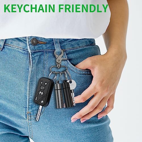 Small Pill Box,(2 Pack) Keychain Pill Holder Portable Mini Travel Pill Container Metal Case Bottle with Keyring