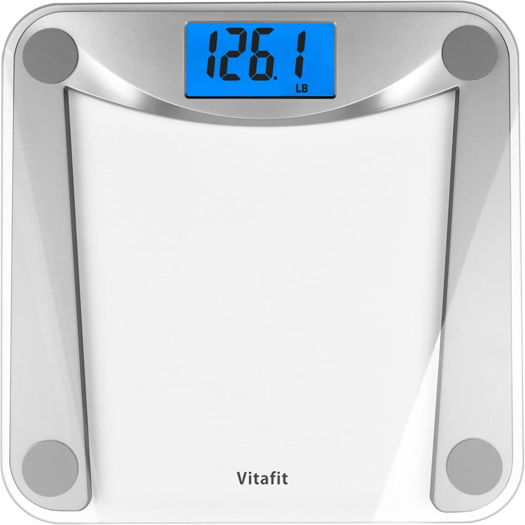 Vitafit Bathroom Scale for Body Weight Accuracy 0.1lb, 400lb,Clear Glass