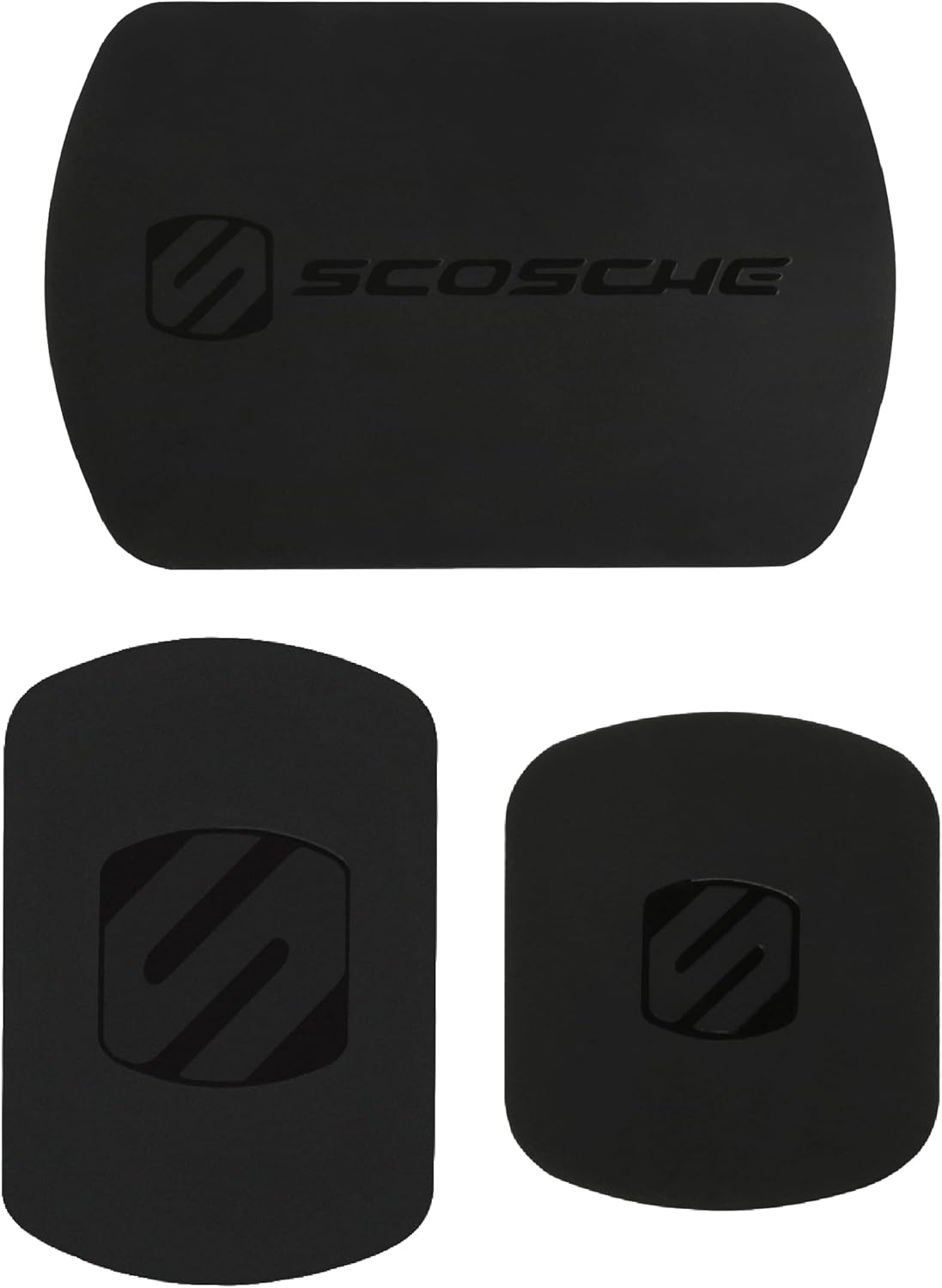 Scosche MagicMount Replacement Metal Plate Kit, Large Metal Plates with Strong Adhesive for Car Magnet Phone Mount Magnetic Cell Phone Holder, Universal Fit with All Devices and Cases, Black, 2-Pack
