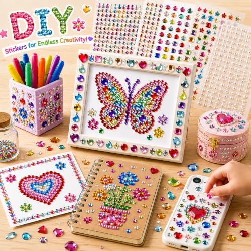 3528 PCS Gem Stickers,Self Adhesive Scrapbook Supplies Rhinestones Crafts