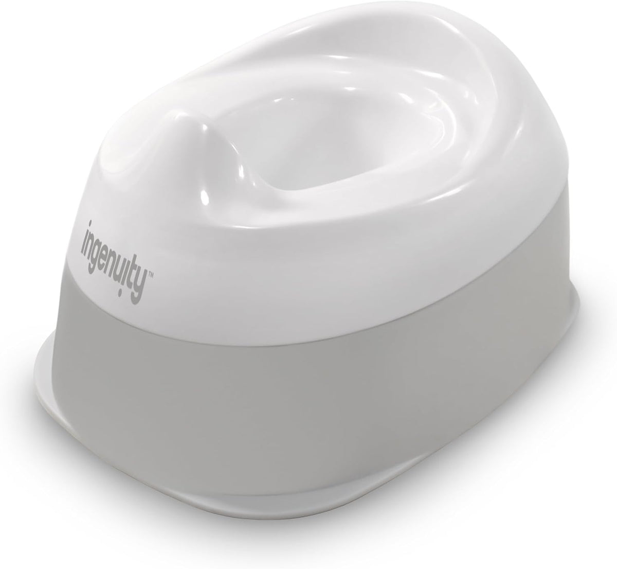 Ingenuity Ready Set Go Potty Training Toilet, Removable Bowl, Non-Skid Bottom, Wide Stable Base, Age 18 Months & Up, White & Grey