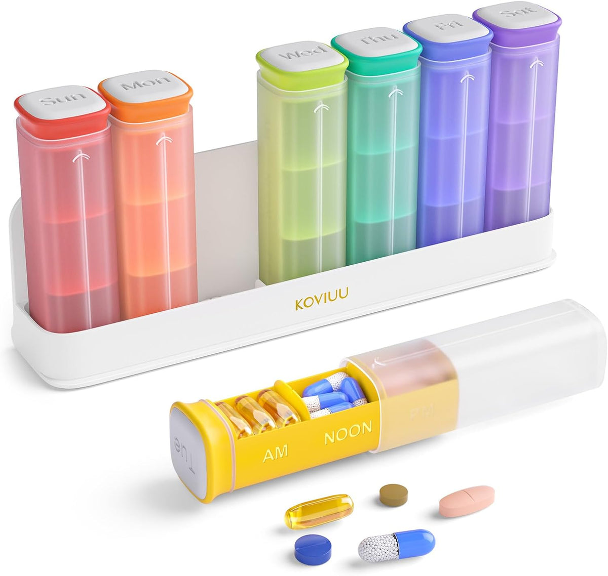 KOVIUU Weekly Pill Organizer 3X a Day, Large Daily 7-Day Pill Box, Black