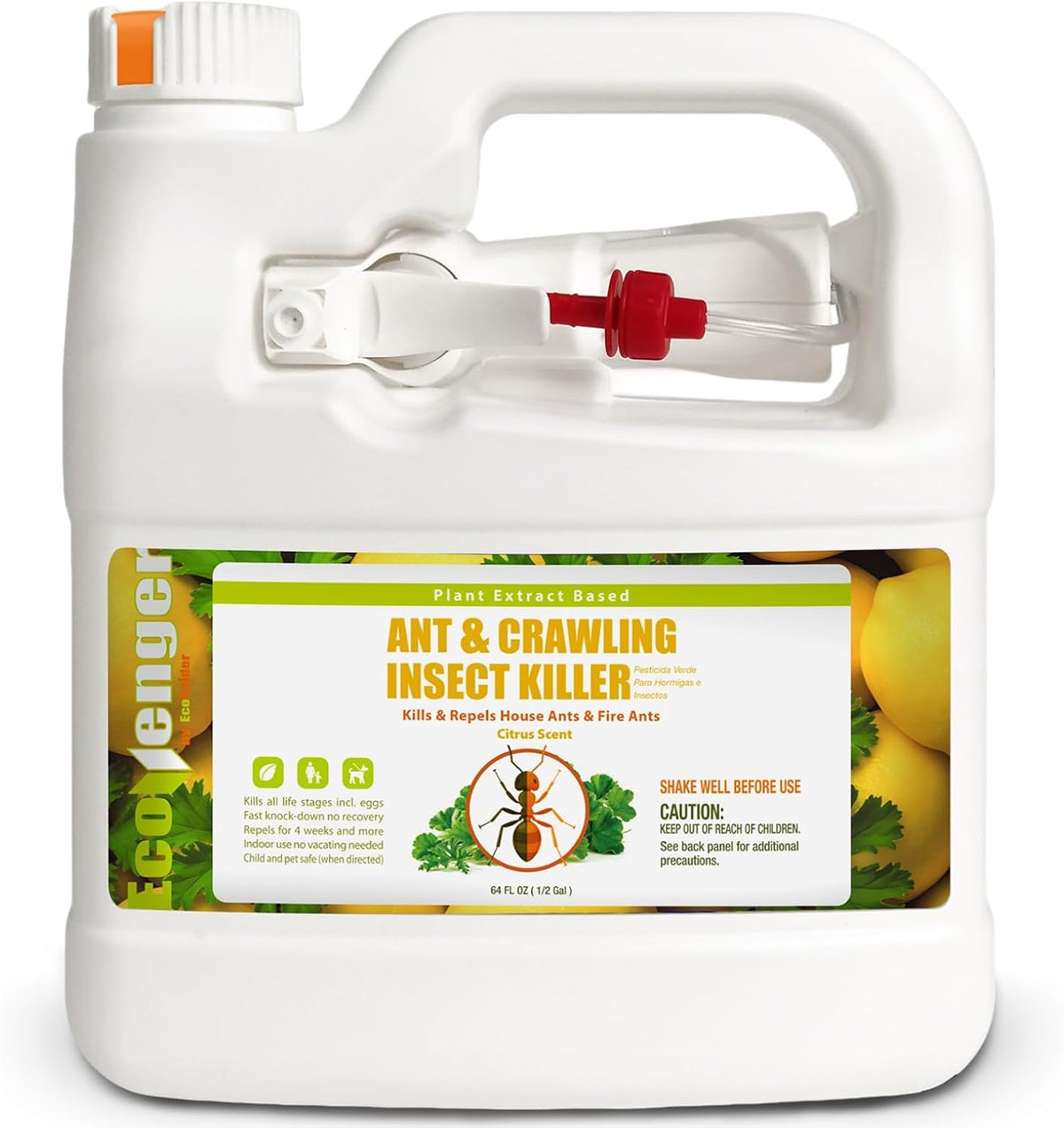 EcoVenger® Ant and Insect Killer 16 oz | Citrus Scent | Fast Kills House Ants Fire Ants | Residual Deterrence | Plant-Based Child and Pet Safe