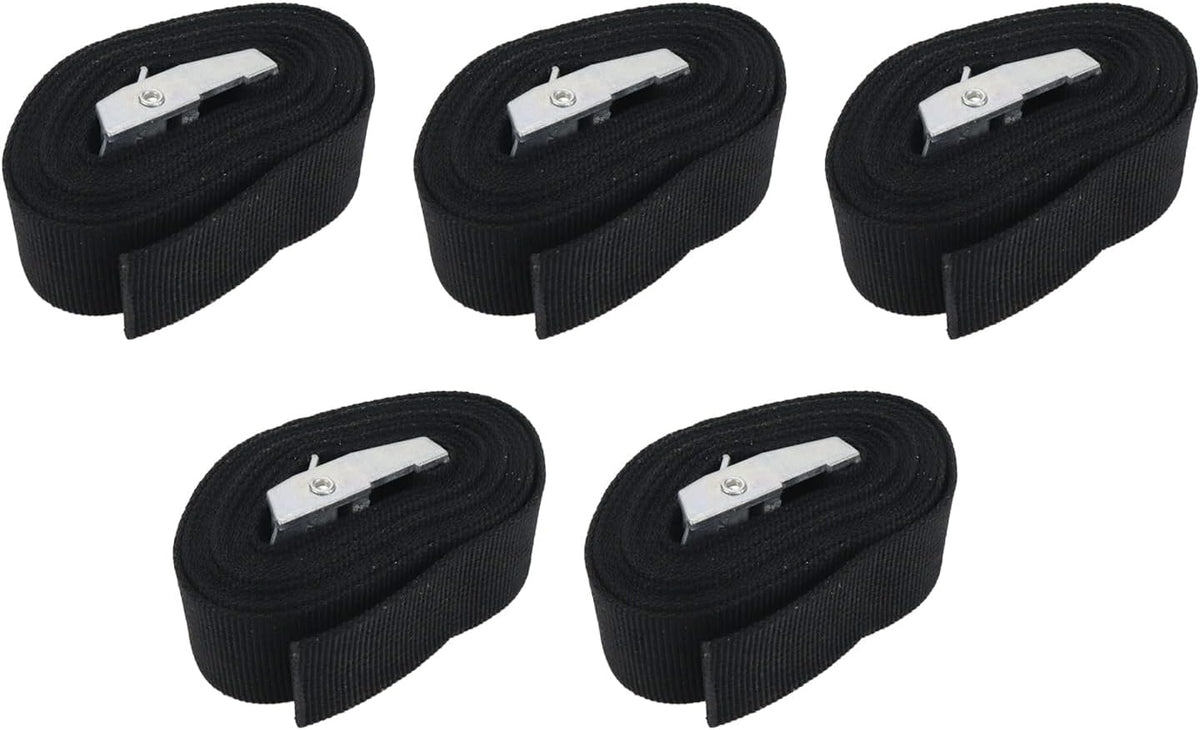5Pcs Black Nylon Strap 1" x 47" (3.9ft) Buckle Straps with Quick Release Adjustable Straps with Buckles, Tie Down Strap for Backpacking, Outdoor Activities