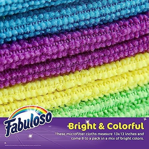 Fabuloso Microfiber Cleaning Cloths for Home & Car, 13x13, Purple, 8 Count
