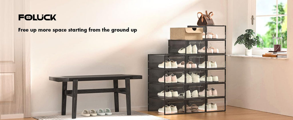 Foluck 15 Pack Shoe Storage Organizer Box Container Clear Plastic Stackable