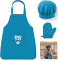 Kid Apron and Chef Hat Set, 3Pcs Children Cooking Baking Set Kits