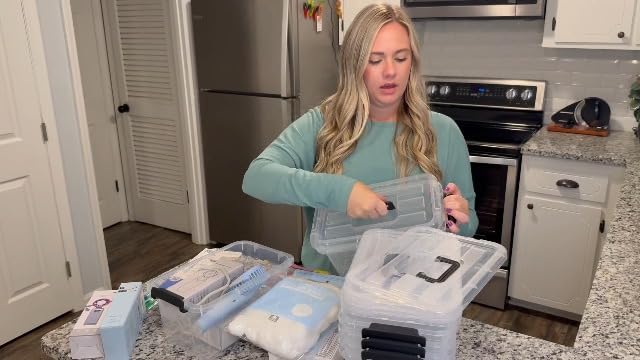 EOENVIVS Plastic Storage Bins with Lids 6 Pack Storage Organizer, 7 Quart Stackable Storage Boxes with Buckle Lids and Handle easy for Home Office Pantry Organization, Clear