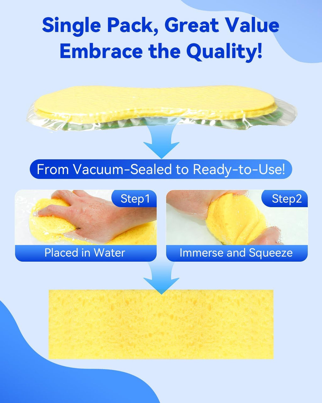 Temede Large Car Wash Sponge, Extra Thick Bone Foam Sponge for Cleaning