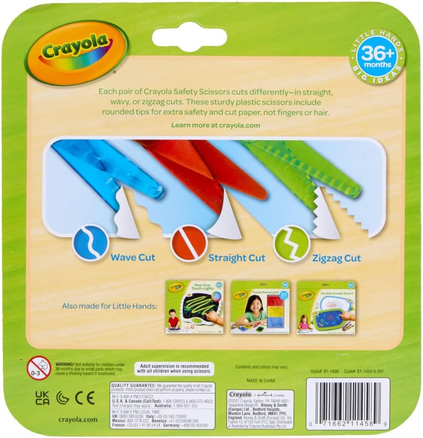 Crayola Toddler Safety Scissors (3pk), Blunt Tip Training Scissors for Preschool Learning Activities, Right & Left Handed, Toddler Arts & Crafts Essentials