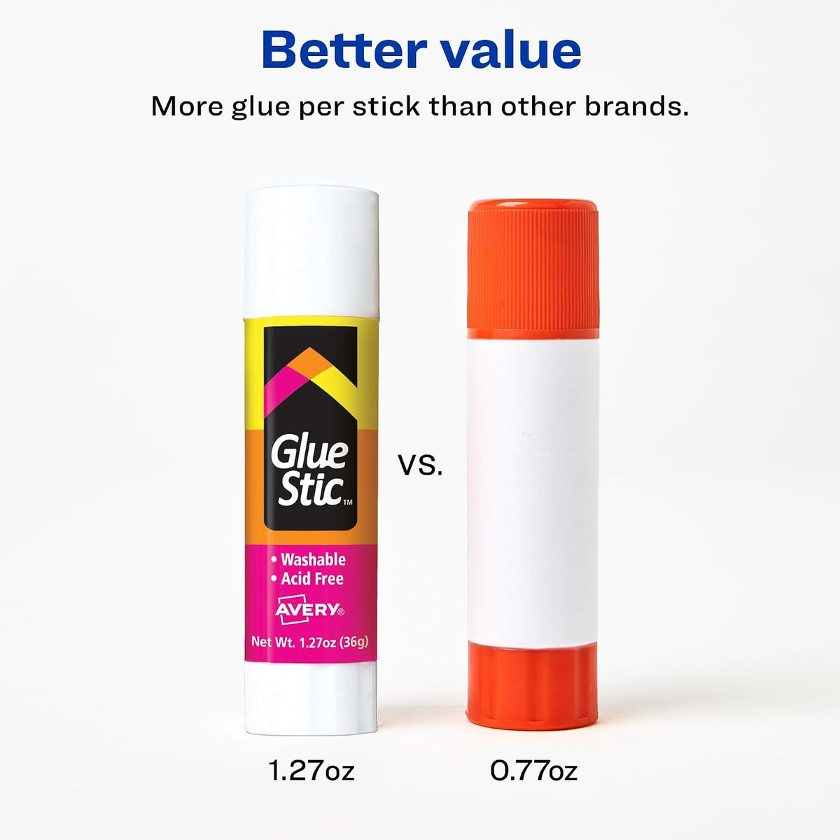 Avery Glue Stic, White, 36 Grams, 1.27 oz, 6 Glue Sticks