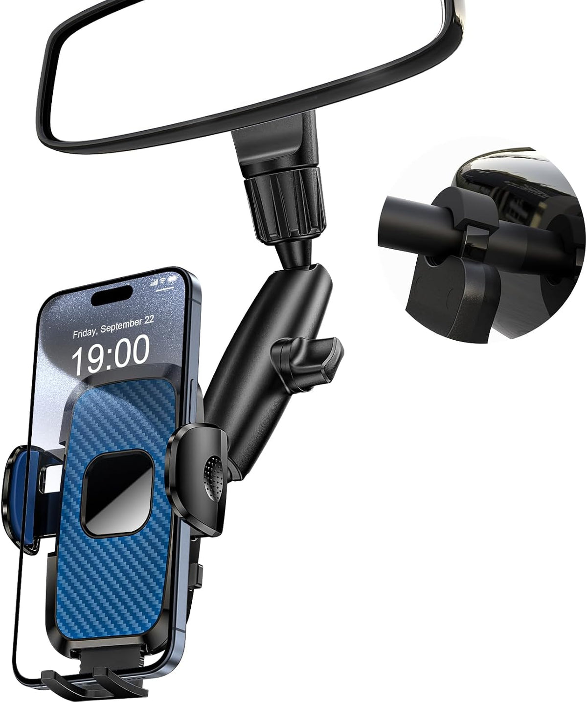 Phone Holders for Your Car, Rear View Mirror Phone Holder, 360° Rotating Car Phone Holder Mount Compatible with All 4"-7" iPhone and Android Cell Phones