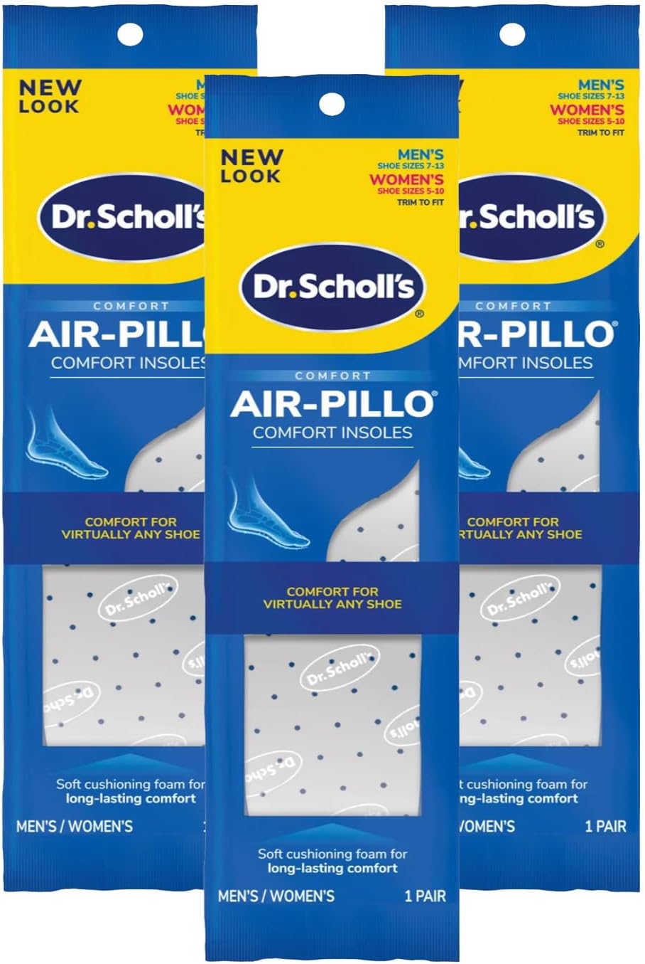 Dr. Scholl's Insoles Air-Pillo Cushioning - 3 Pairs (Men's Sizes 7-13 & Women's Sizes 5-10)