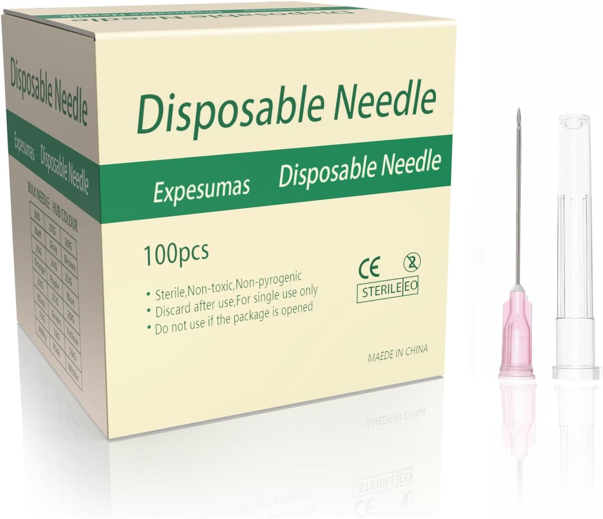 100 Pack 18Ga 1 Inch Sterile Disposable Injection Needle with Cap for Scientific and Industrial Dispensing Needl Accessories
