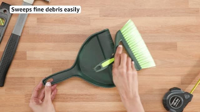 Pine-Sol Mini Dustpan and Brush Set | Nesting Snap-On Design | Portable, Compact Dust Pan and Hand Broom for Cleaning, Green