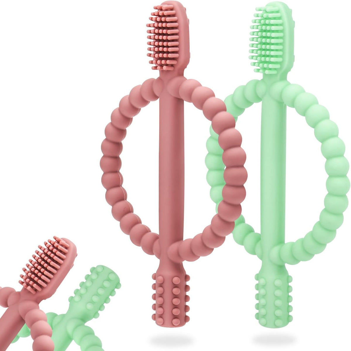 MISSLILI Baby Teething Toys with Easy-Hold Handle, Infant Toothbrush