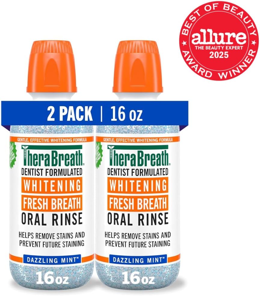 TheraBreath Whitening Mouthwash, Dazzling Mint, 16 oz, 2-Pack