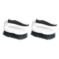Amazon Basics All Purpose Rectangular Scrub Brush, Hard Bristle, Stiff Bristles, Sturdy, Ergonomic Long Handle, Durable, 2-Pack, White & Black