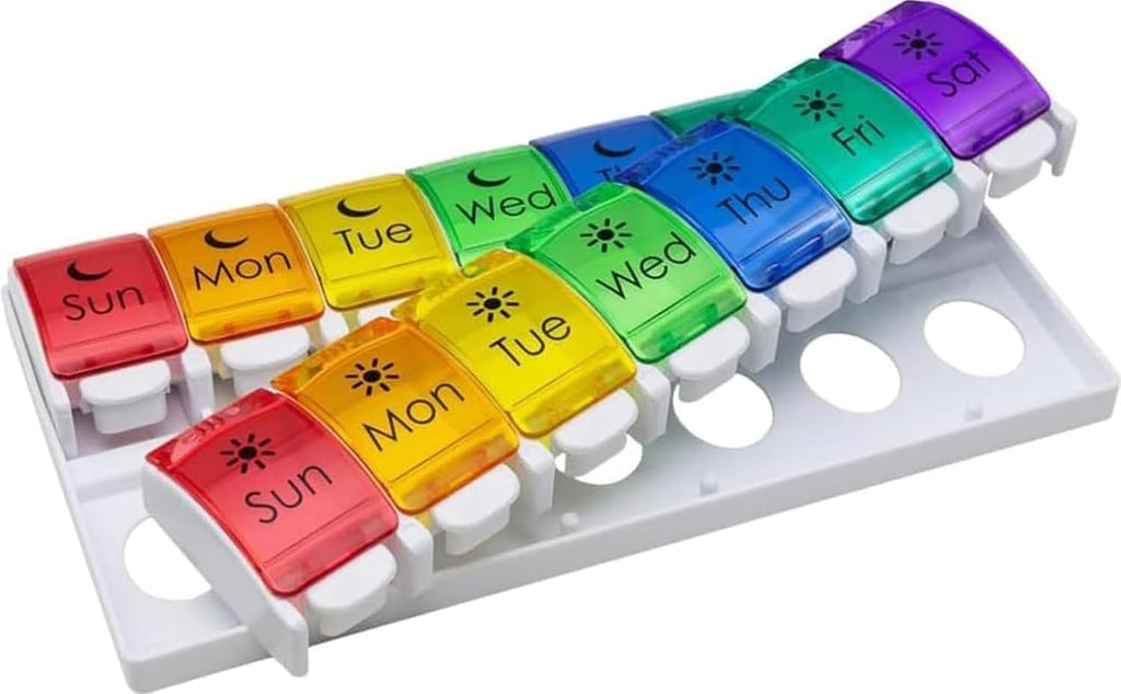 Ezy Dose Weekly (7-Day) AM/PM Pill Organizer, Large Planner, Black/White