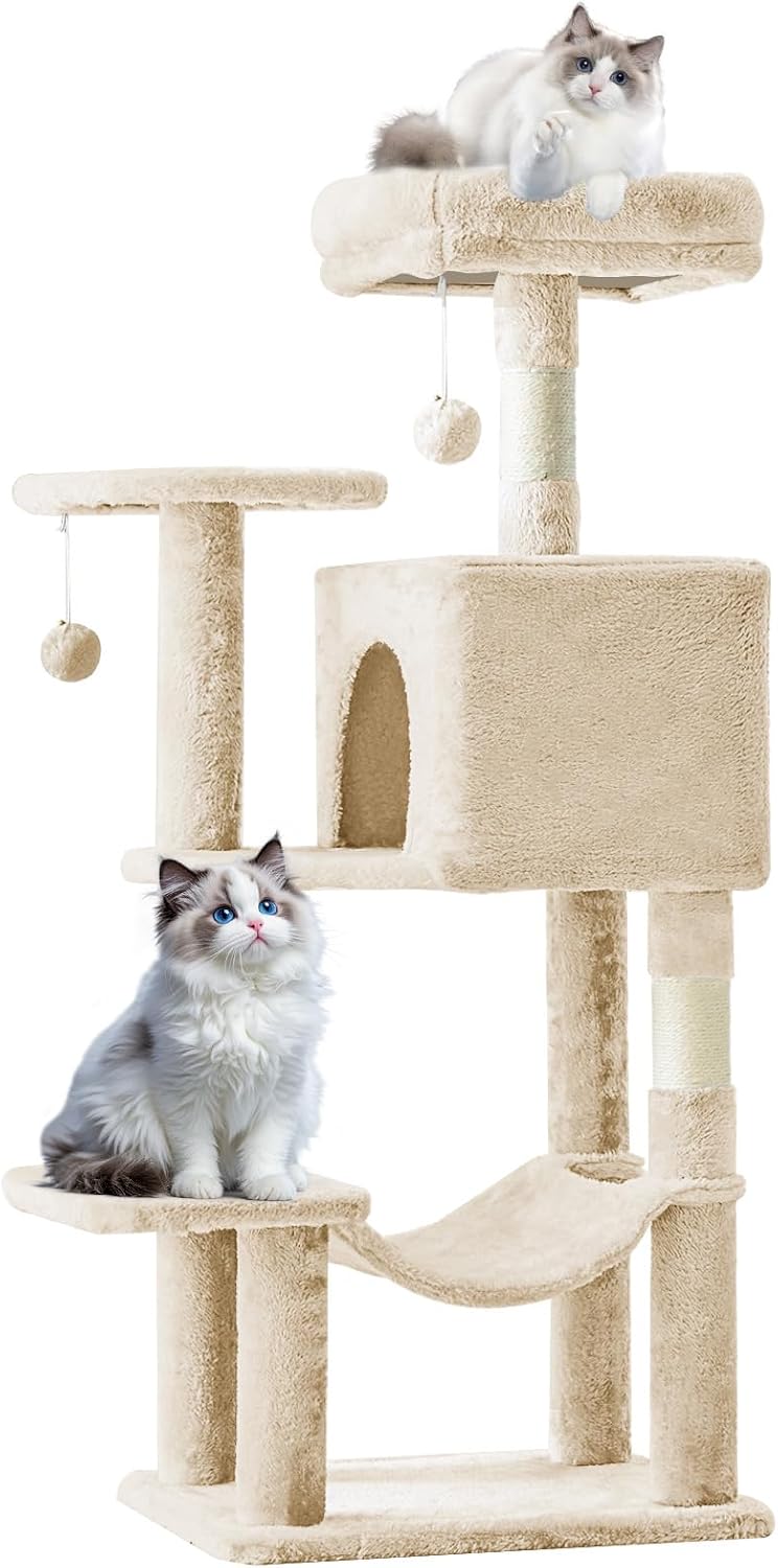 Sweetcrispy 44 Inch Cat Tree Tower for Indoor Cats and Kittens