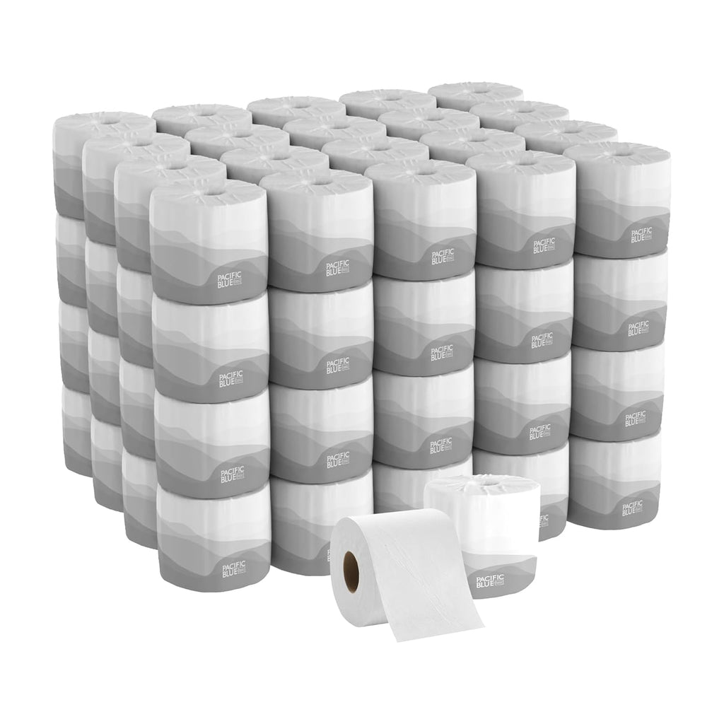 Georgia-Pacific Pacific Blue Basic 2-Ply Embossed Toilet Paper,19880/01, 550 Sheets Per Roll, 80 Rolls Per Case