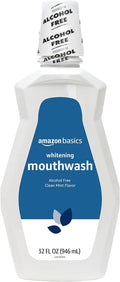Amazon Basics Teeth Whitening Mouthwash, Alcohol-Free, Clean Mint, Breath Freshener, 32 Fluid Ounces, 1-Pack (Previously Solimo)